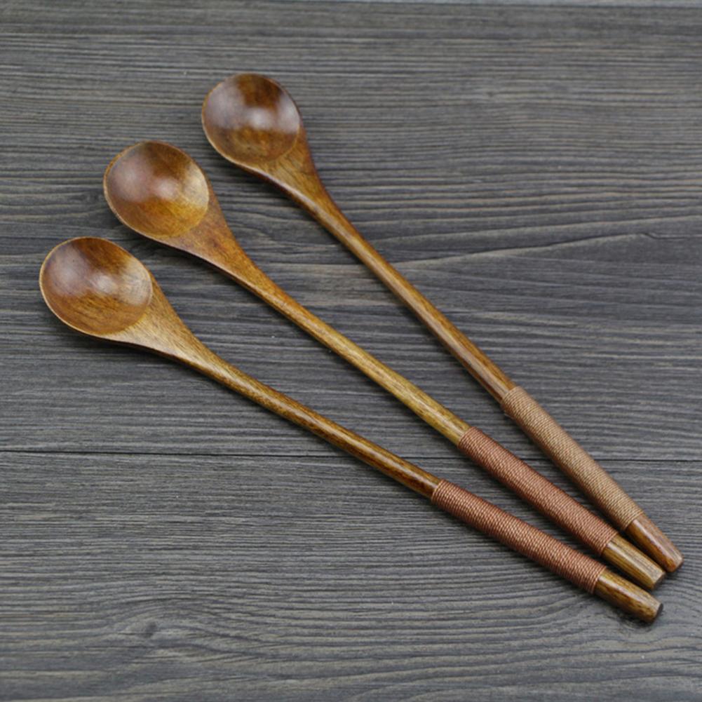 Bamboo Cutlery Set - Colher de madeira com cabo longo